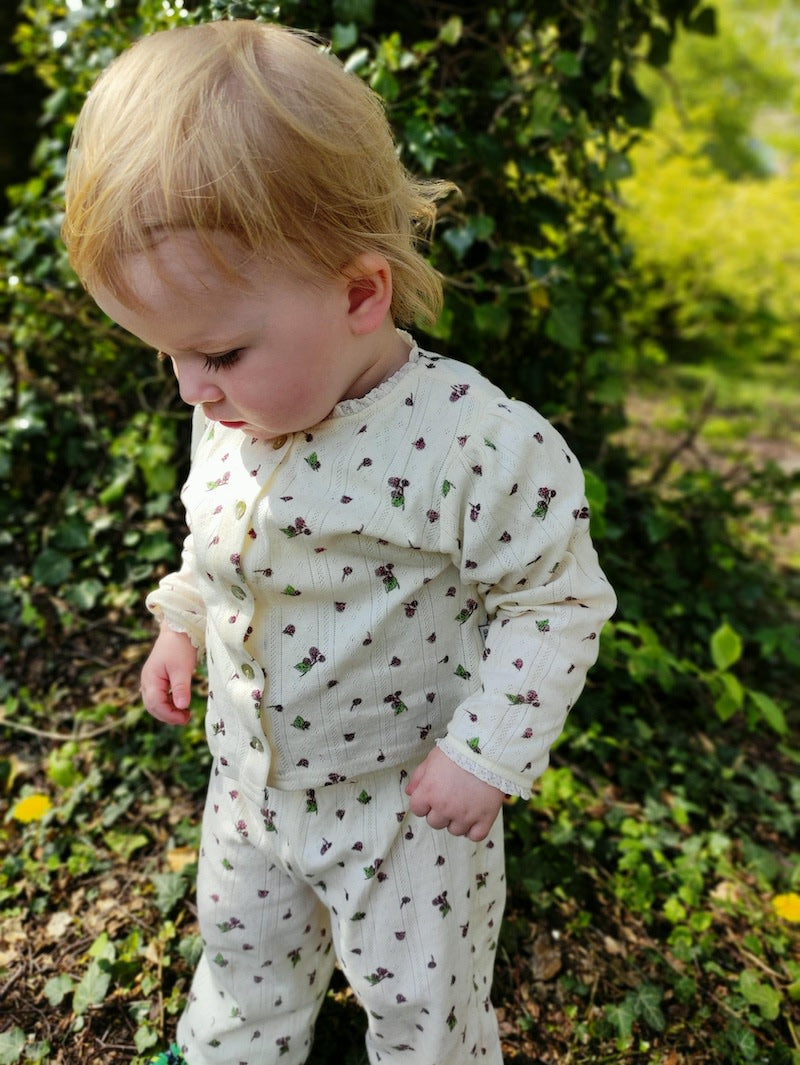 Dots pointelle cardigan - raspberry summer