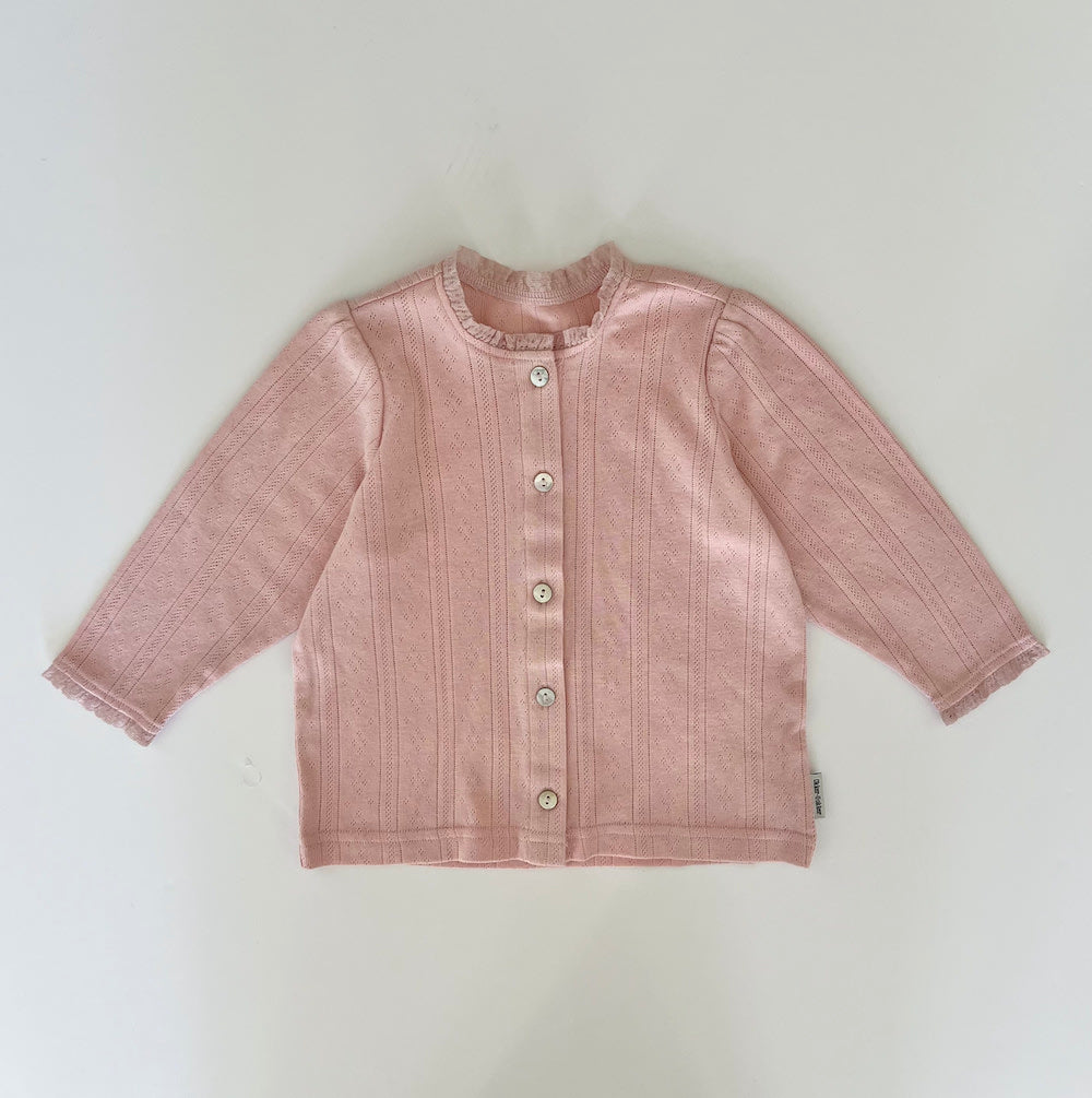 Magda pointelle cardigan - rosa og lilla