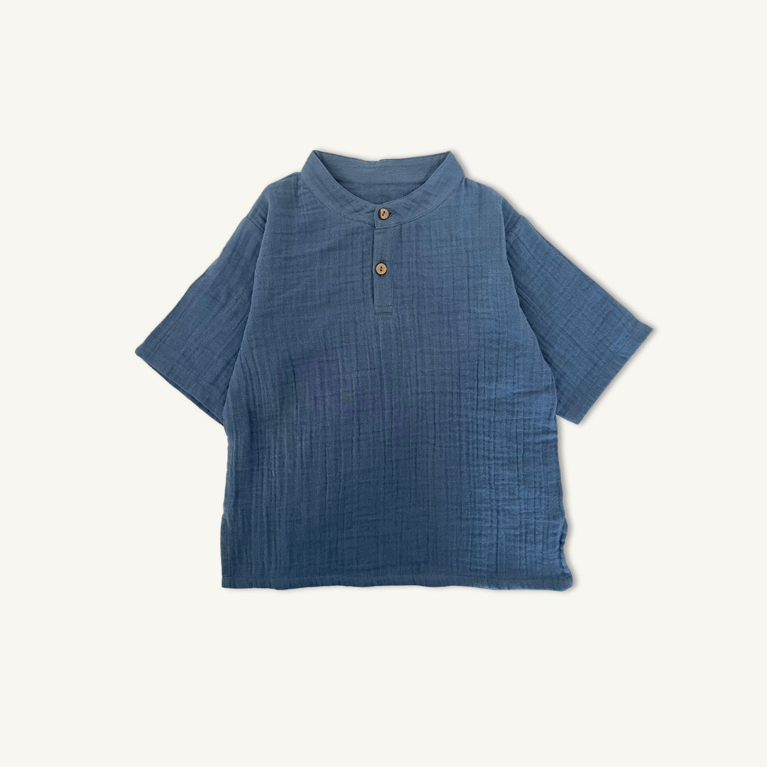 Muslin kortærmet skjorte - coronet blue
