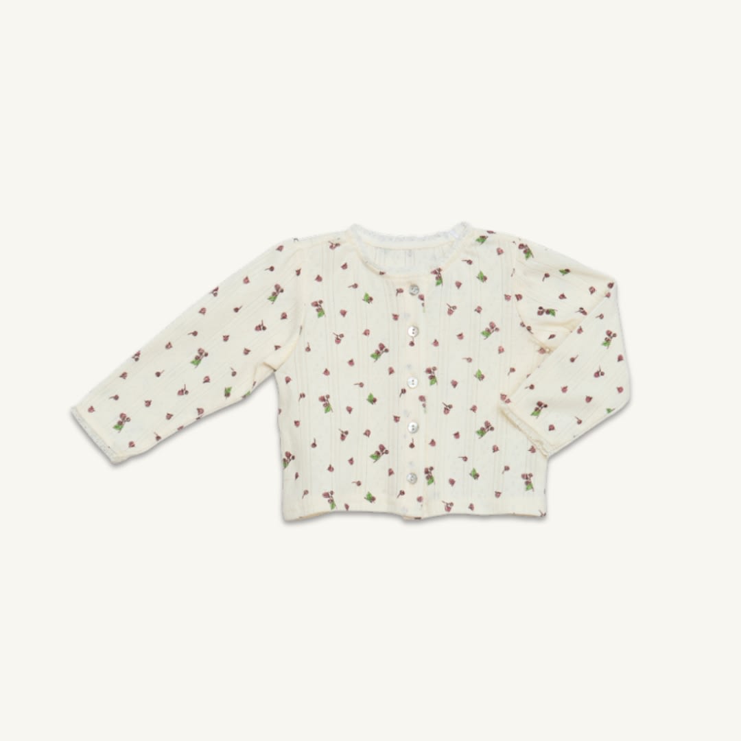 Dots pointelle cardigan - raspberry summer