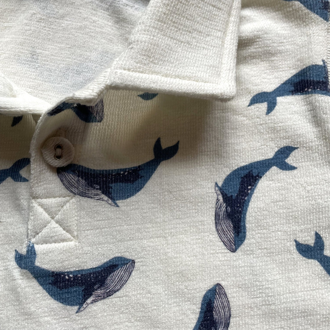 Rumle langærmet polo t-shirt - blue whale