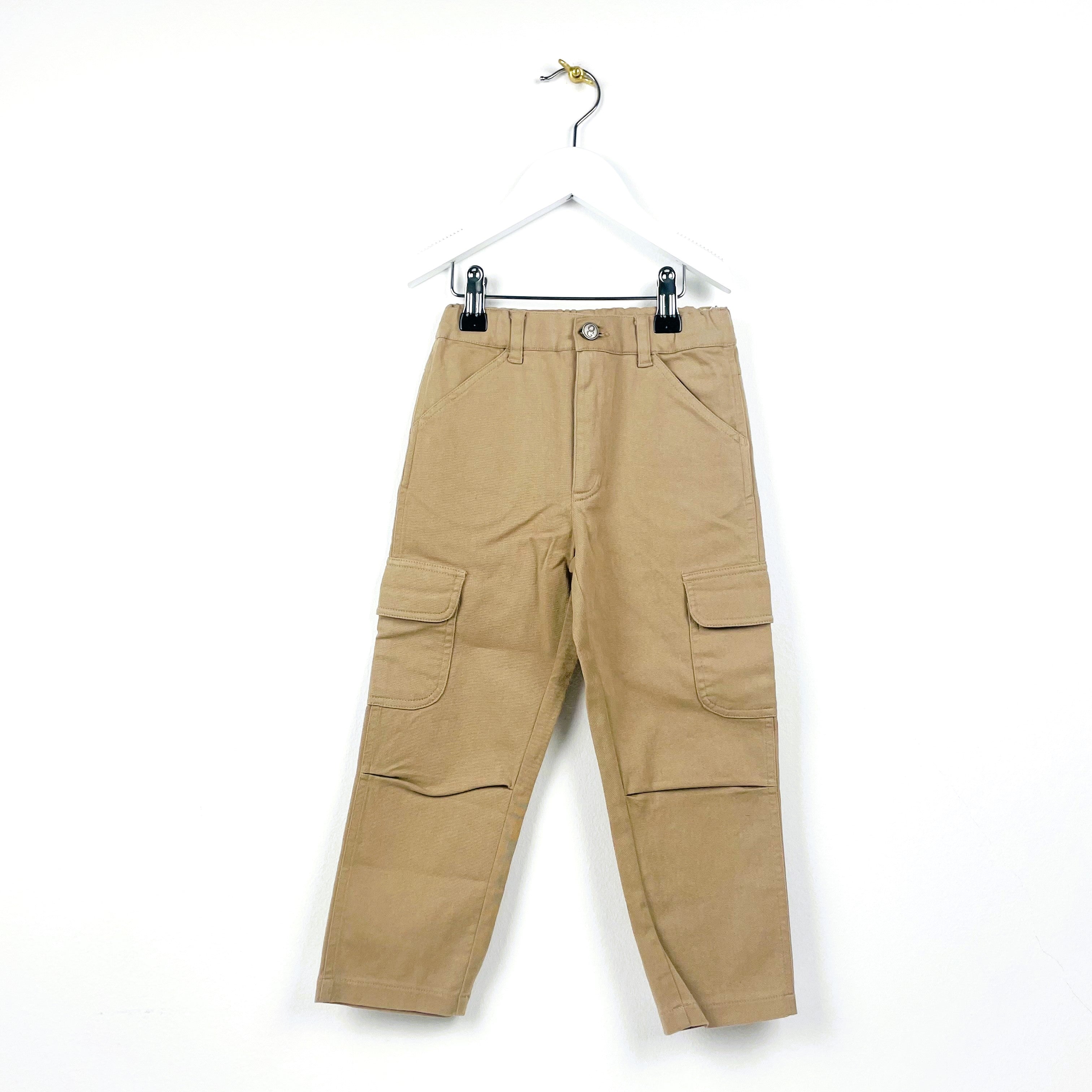 Cargo bukser med lommer i tre farver - dreng - Dusty Green - GOTS