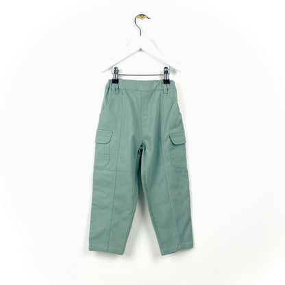 Cargo bukser børn med lommer i tre farver - Dusty Green - pige - GOTS