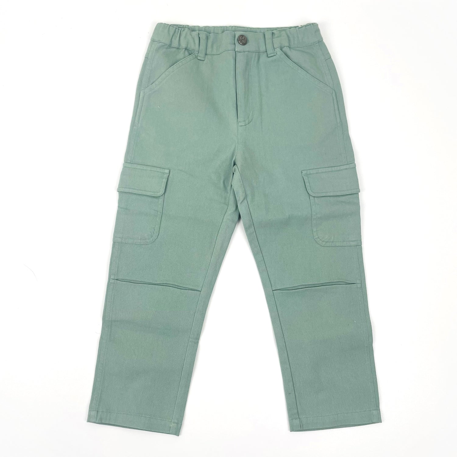 Cargo bukser med lommer i tre farver - dreng - Dusty Green - GOTS